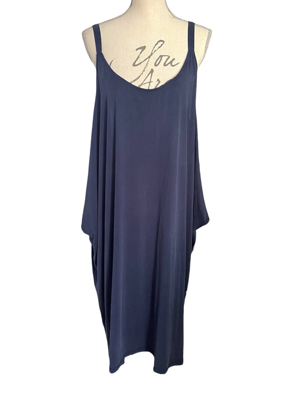 Jolie Indigo Navy Scoop Neck Tank Style Modal Tie Midi Dress (1XL) - Picture 5 of 15